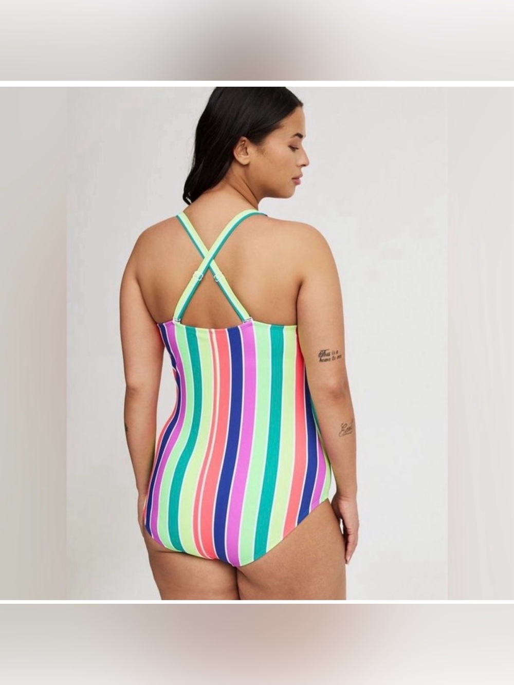 Torrid Wire Free Button Front Plunge Cheeky One Piece Swimsuit - Picture 5 of 9